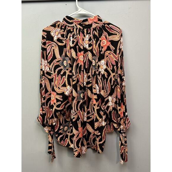 Christian Siriano New York Floral Print V Neck Top Blouse Womens Small‎ Bold - Picture 2 of 8